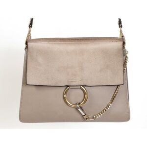 Chloé Faye Medium Shoulder Bag Motty Grey